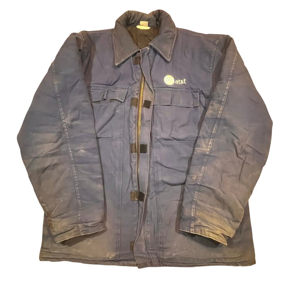 AT&T Work Jacket VF Imagewear Men’s XL Tall Blue Heavy Duty Utility Coat USA